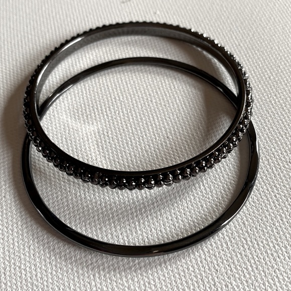 RJ Graziano CN Bangle Bracelets in Gunmetal Gray, set of 2, 8" - Picture 2 of 5